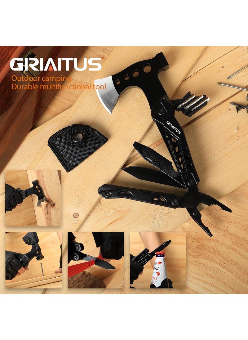 GIRIAITUS Camping Multitool Accessories Gifts for Men Dad 16 in 1 Upgraded Multi Tool Survival Gear with Axe Hammer Pliers Saw Screwdrivers Bottle Opener Whistle & Portable Sheath For Hiking,Fishing  - Image 3