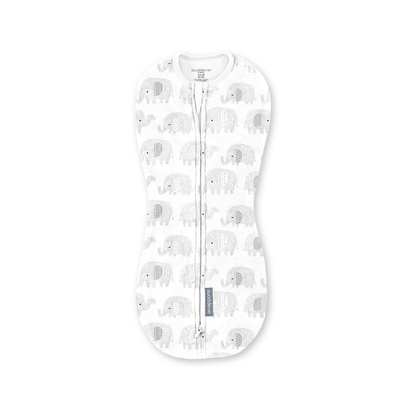 SwaddleMe by Ingenuity Compression Baby Swaddle Pod, Two-Way Zipper for Easy Diaper Changes, Improves Sleep & Calms Startle Reflex, 0-2 Months, 1.0 TOG, 1-Pack - Scribble Elephant - Image 1
