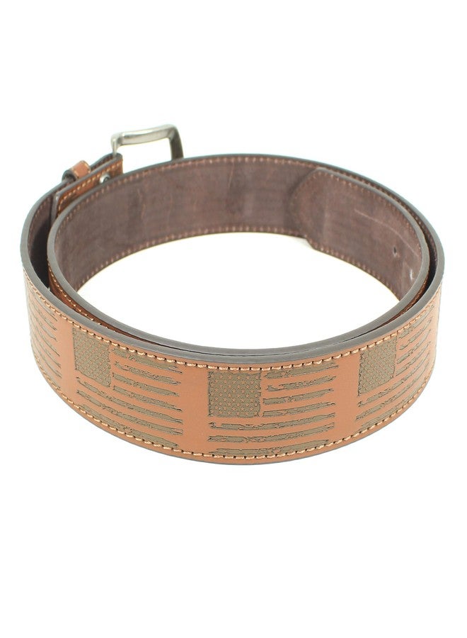 BC Belts American Distressed Flag Leather Belt Strap and Metal Buckle 1.5" Wide with Snaps - USA Patriotic Stars and Stripes America Military (Brown-L) - Image 5