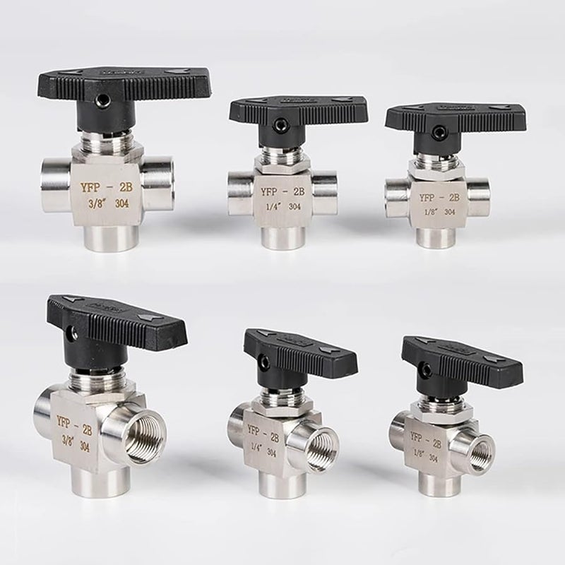 G1 4 بوصة 3 مم فتحة داخلية صمام كرة ثلاثي الاتجاه على شكل حرف L من الفولاذ المقاوم للصدأ بخيط أنثوي - Image 4