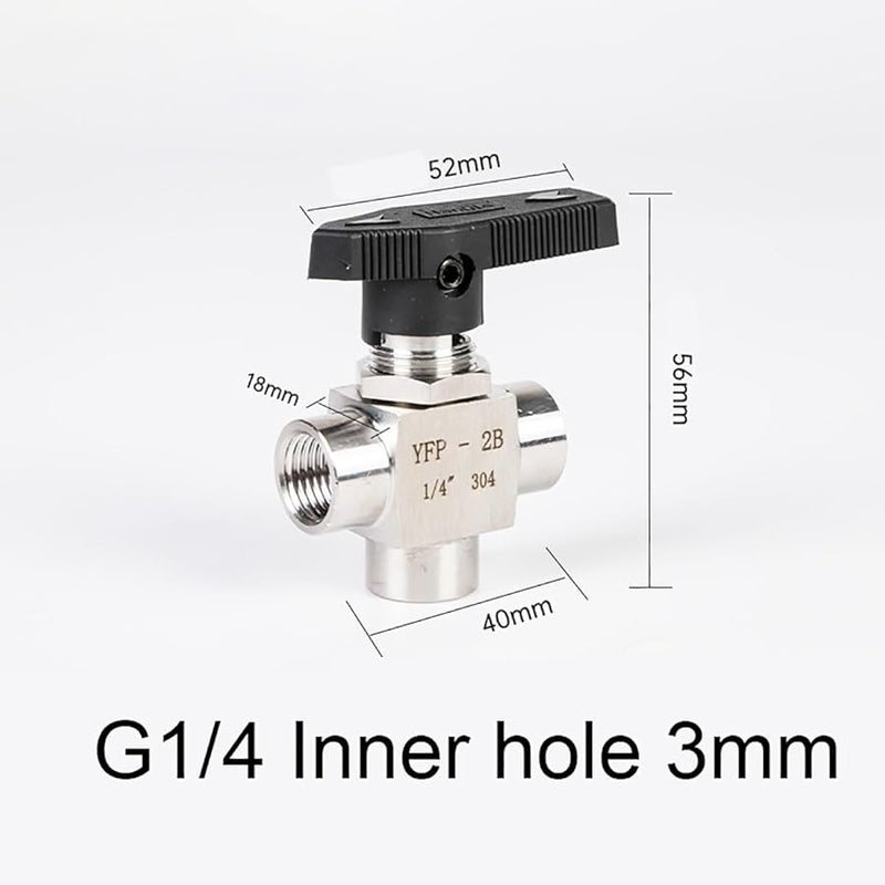 G1 4 بوصة 3 مم فتحة داخلية صمام كرة ثلاثي الاتجاه على شكل حرف L من الفولاذ المقاوم للصدأ بخيط أنثوي - Image 3