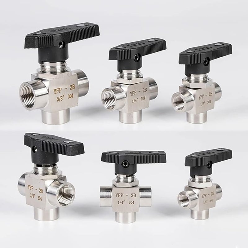 G1 4 بوصة 3 مم فتحة داخلية صمام كرة ثلاثي الاتجاه على شكل حرف L من الفولاذ المقاوم للصدأ بخيط أنثوي - Image 5