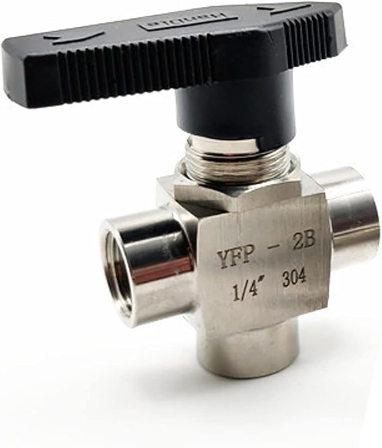 G1 4 بوصة 3 مم فتحة داخلية صمام كرة ثلاثي الاتجاه على شكل حرف L من الفولاذ المقاوم للصدأ بخيط أنثوي - Image 2