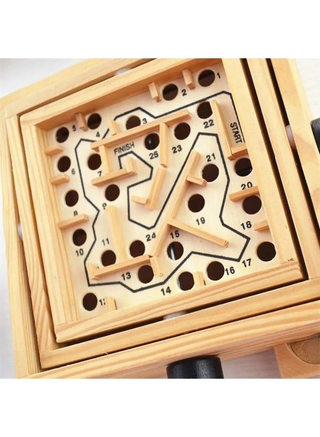 Toy Box Kids 3D Puzzle Wooden Labyrinth Board Toys Ball Maze Games Children Rolling Beads Challenge Balance Montessori Toy - Image 1
