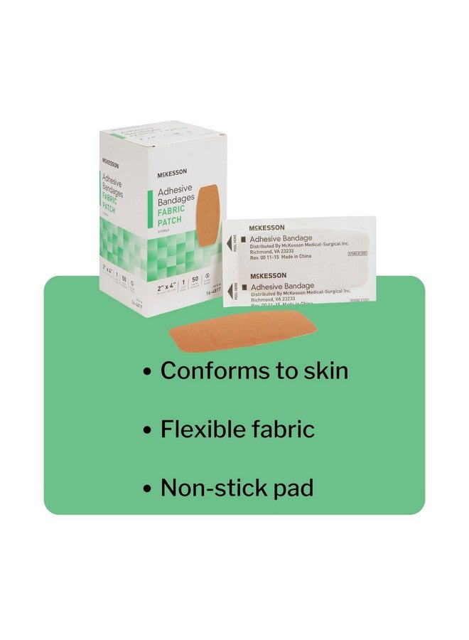 McKesson Adhesive Bandages, Sterile, Fabric Patch, 2 in x 4 in, 50 Count, 1 Pack - Image 3