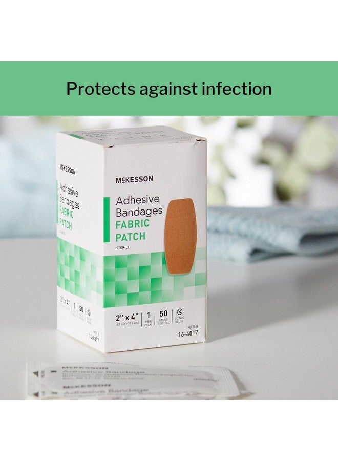 McKesson Adhesive Bandages, Sterile, Fabric Patch, 2 in x 4 in, 50 Count, 1 Pack - Image 1