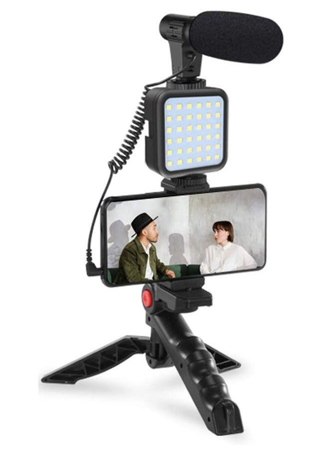 ELTRAZONE smartphone Vlogging Kit for Starter Video Recording, the set with Fill Light + Microphone + Tripod + Phone Clip for YouTube Tiktok Instagram Fitness Yoga - Image 1