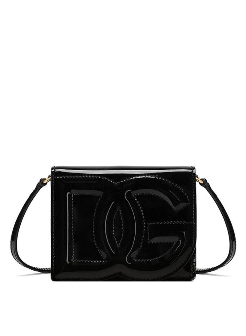 D&G Dolce & Gabbana Black Patent Leather Crossbody Bag - Shiny Finish, Embossed DG Logo, Gold Hardware, Adjustable Strap, Luxury Designer Bag for Formal & Daily Use (Saudi Edition - Image 1