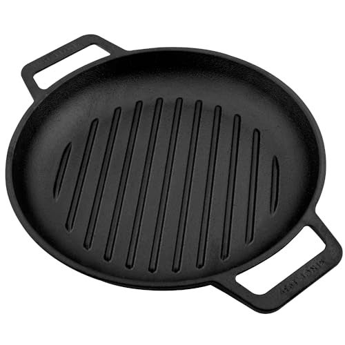 Victoria Cast Iron Round Grill Pan with Double Loop Handles, Made in Colombia, 10 Inches - Image 1
