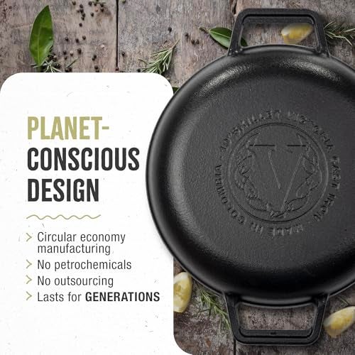 Victoria Cast Iron Round Grill Pan with Double Loop Handles, Made in Colombia, 10 Inches - Image 5