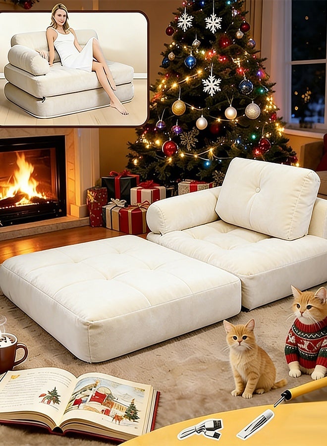 ميريزا سرير أريكة قابل للطي بمقاس فردي | كرسي نوم قابل للتحويل مع وسادة، مرتبة قابلة للطي ودعم للظهر، أريكة أرضية محمولة للمنزل, غرفة المعيشة وغرفة النوم - Image 1