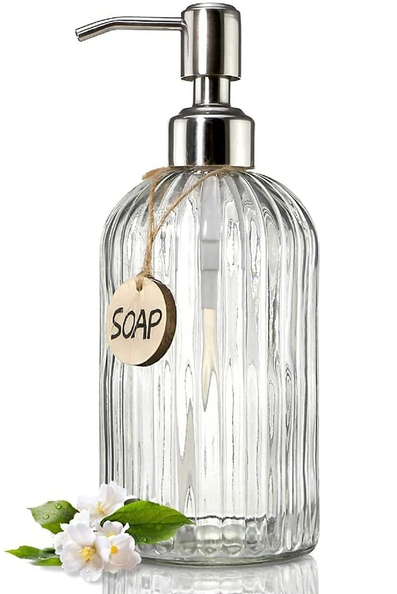 Luximal 1'Pack Glass Soap Dispenser Set (400ml) | Refillable Handwash & Sanitizer Bottle with ABS Pump for Bathroom, Kitchen, Sink & Wash Basin - Image 1