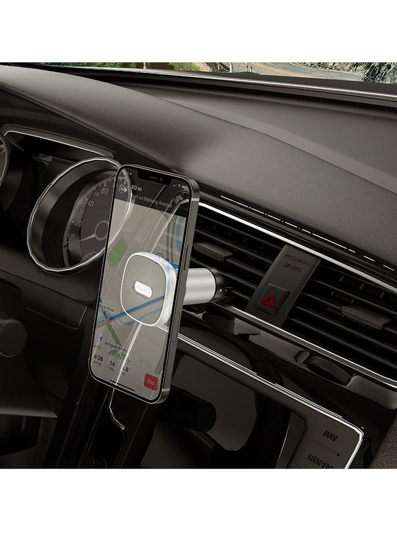 YOUFO Magnetic Car Phone Holder | Air Vent Mount | 360° Rotation | Universal for iPhone, Samsung, All Smartphones with Metal Ring Y4811