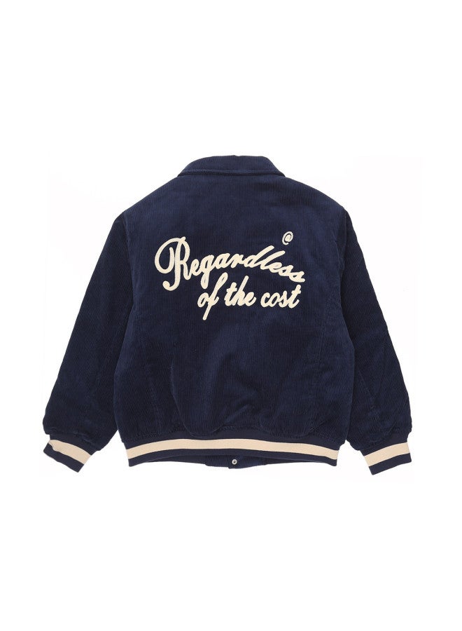 Zara kids' Retro American Campus Style Embroidered Letter Snap Button Baseball Jacket - Image 3