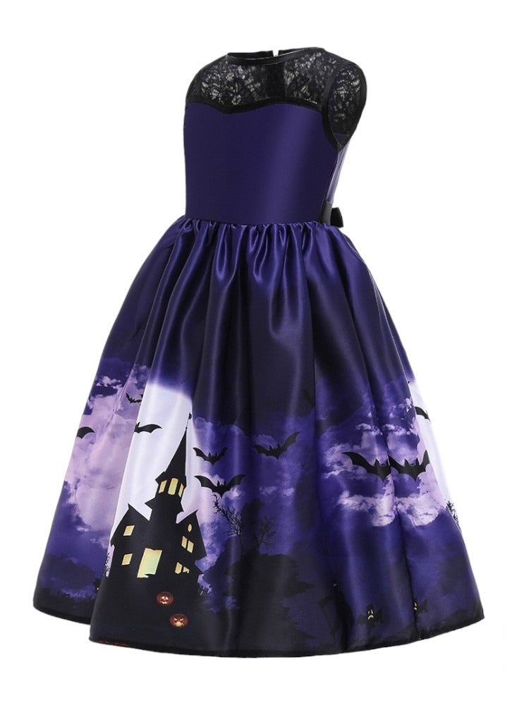 D'Daniela Halloween Printed Sleeveless Dress - Dark Purple - Image 1