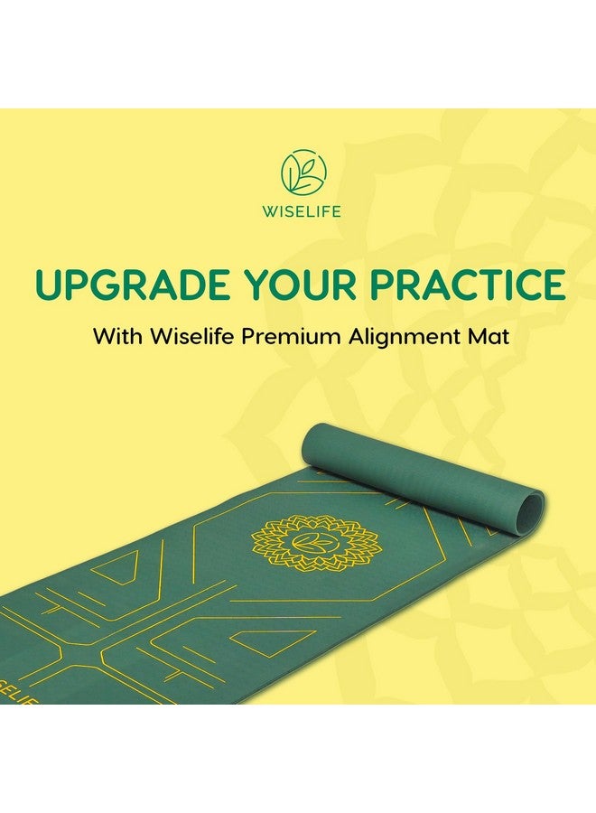 وايز لايف ناتشورالز سجادة اليوجا Wiselife Tru Alignment + حزام اليوجا الأنيق للرجال والنساء (مادة TPE Probalance 6 مم سميكة للغاية وطويلة للغاية وعرض إضافي) (زمردي)، أخضر - Image 3