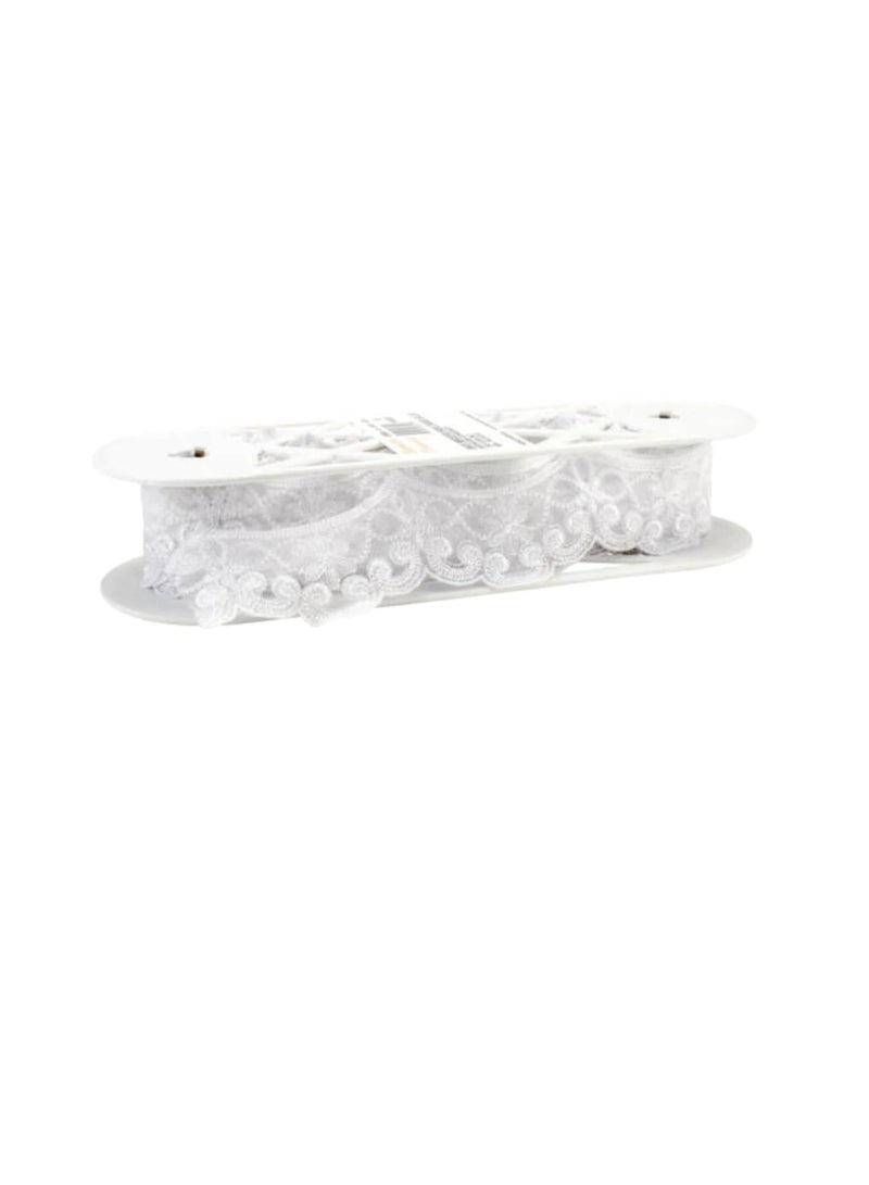 Embroidered Galloon Bridal Organza Trim 1-1/2 inch White - Image 2