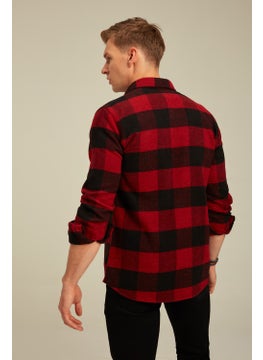 Cool Tarz Cool Style Red Men's Slim Fit Button-down Collar Double Pocket Lumberjack Plaid Shirt  - Image 4