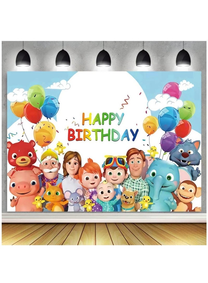 كابتن تيك 7x5ft Birthday Party Supplies Decorations Backdrop for 1st 2nd 3rd Happy Birthday Banner Cartoon Family Background for Photography Boys Girls Photo Booth Studio Props Blue - Image 1