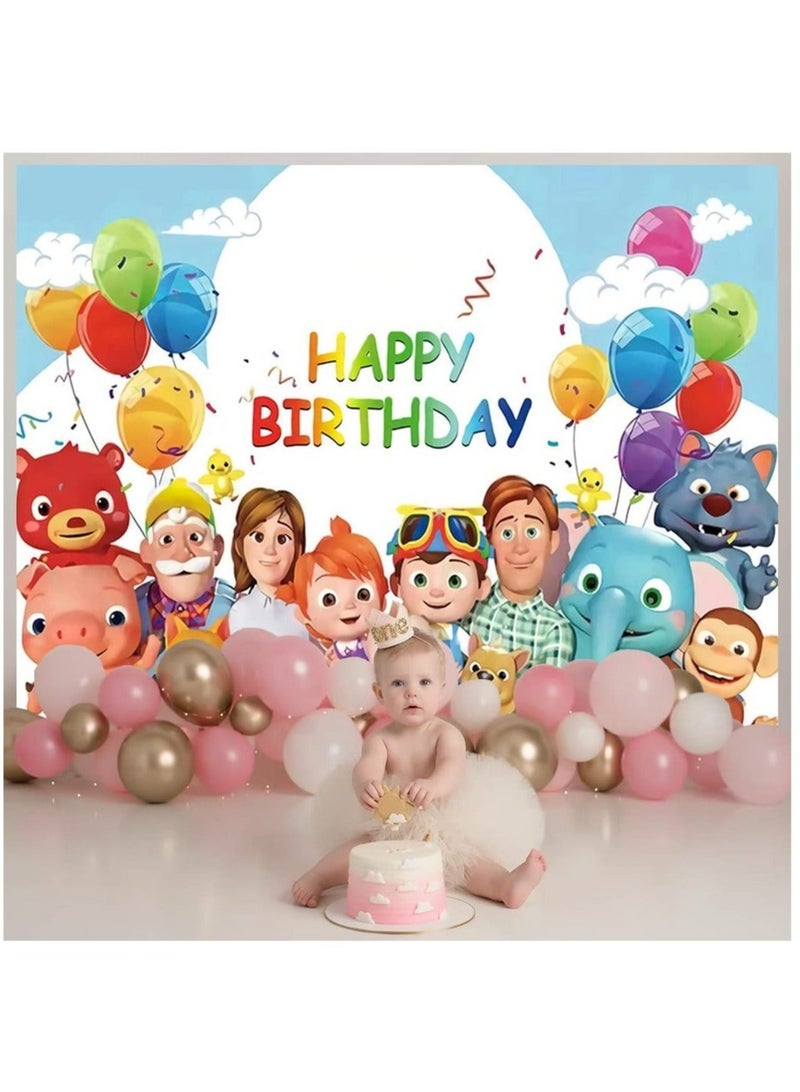كابتن تيك 7x5ft Birthday Party Supplies Decorations Backdrop for 1st 2nd 3rd Happy Birthday Banner Cartoon Family Background for Photography Boys Girls Photo Booth Studio Props Blue - Image 4