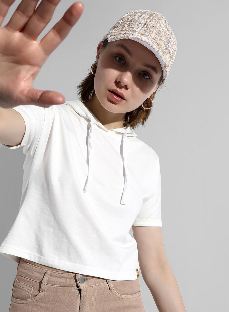 كامبوس سوترا Women's Solid White Regular Fit Top  - Image 1