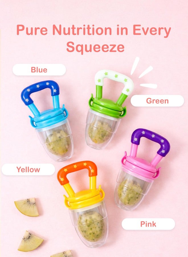 Kidbea Silicone Fruit Feeder Nibbler with Extra Mesh, Soft Pacifier/Feeder, Teether Nipple for Infant Baby (Blue & Yellow) - Image 5