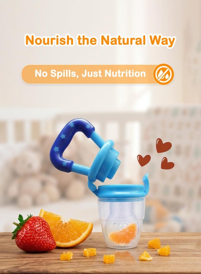 Kidbea Silicone Fruit Feeder Nibbler with Extra Mesh, Soft Pacifier/Feeder, Teether Nipple for Infant Baby (Blue & Yellow) - Image 4