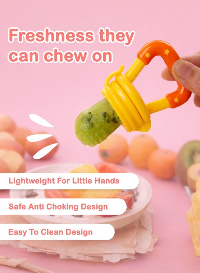 Kidbea Silicone Fruit Feeder Nibbler with Extra Mesh, Soft Pacifier/Feeder, Teether Nipple for Infant Baby (Blue & Yellow) - Image 3