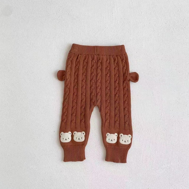 Infant Cartoon Stripe Knit Sweater Set Brown Sweatshirt  - Image 2