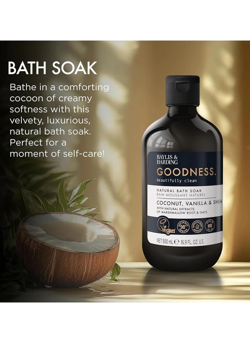 Baylis & Harding Goodness Coconut, Vanilla & Shea Bath Soak, 500ml | Natural Luxury Bath Soak with Marshmallow Root & Oats | Vegan | Self-Care Relaxation