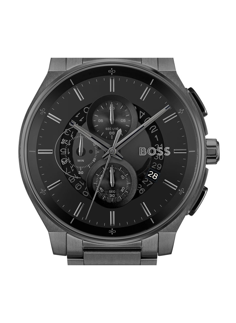 HUGO BOSS ROUND CHRONOGRAPH MEN'S BLACK CASE WATCH - 1514192 - Image 4