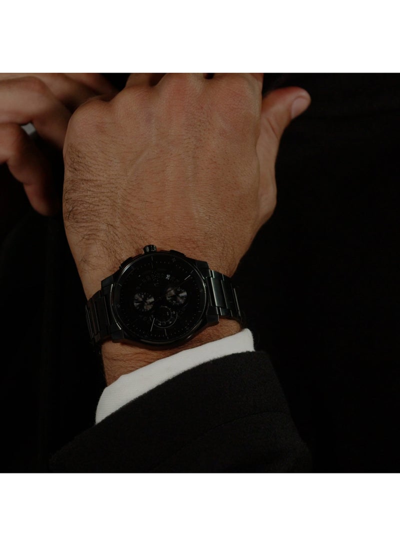 HUGO BOSS ROUND CHRONOGRAPH MEN'S BLACK CASE WATCH - 1514192 - Image 5