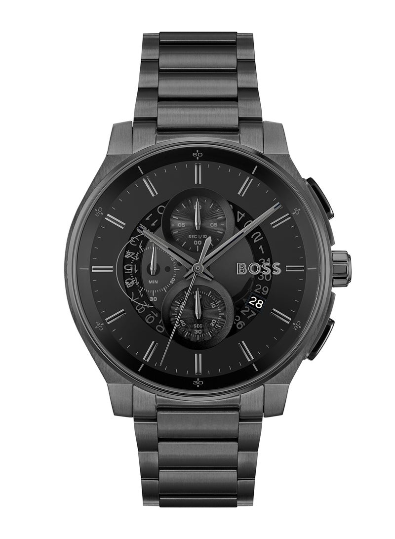HUGO BOSS ROUND CHRONOGRAPH MEN'S BLACK CASE WATCH - 1514192 - Image 3