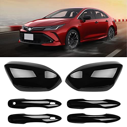 sportuli Black Side Mirror Covers and Handle Caps Replace for 2020 2021 2022 2023 2024 2025 Toyota Corolla Accessories, with Smart Key Holes - Image 1