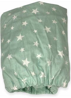 Bebek Özel Baby Special Cotton Baby and Kids Fitted Sheet Green Background with White Stars 80 x 140 cm 