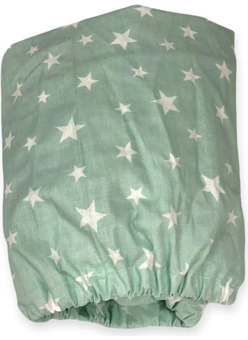 Bebek Özel Baby Special Cotton Baby and Kids Fitted Sheet Green Background with White Stars 80 x 140 cm 