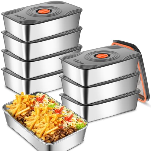 Blushtier 8 Set 60oz Stainless Steel Food Storage Containers Reusable Metal Meat Marinating Container with Lids Fruit Lunch Storage Box for Leftoversdishwasher and Freezer Safe 1800ml - Image 1