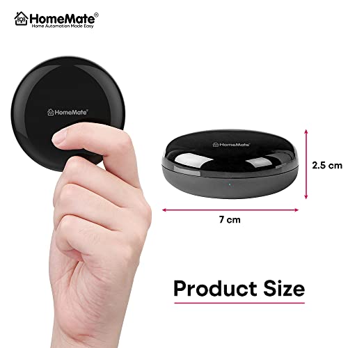 Home Mate HomeMate® Wi-Fi Smart IR Control Hub Compatible with Alexa, Google Home | All in One Infrared Remote for Smart Home Air Conditioner, Black (Pack of 1) - Image 2