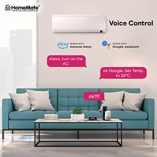 Home Mate HomeMate® Wi-Fi Smart IR Control Hub Compatible with Alexa, Google Home | All in One Infrared Remote for Smart Home Air Conditioner, Black (Pack of 1) - Image 4