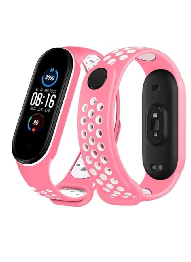 Tentech Smart Watch Band for Xiaomi Mi Band 5/6/7 Silicone Sport Strap Breathable Replacement Wristbands for Xiaomi Mi Band M5/M6/M7 Watch Accessories - Pink & white - pzsku/ZD766CEBC1CAC995A59F3Z/45/_/1714486290/8445fe21-e188-4a93-bf79-6e1ff97c249e