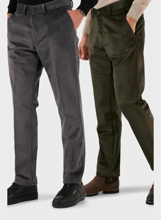 Buratti Normal Waist Regular Fit Straight Leg 2-Pack Velvet Trousers Men's VELVET TROUSERS 645MERLINS2