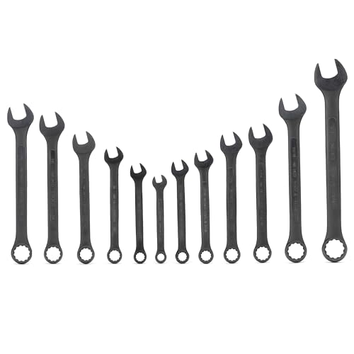 NEIKO 03582A Combination Wrench Set 12 Pc Raised Panel Combo Wrenches Set Metric and Standard Black Oxide Drop Forged Carbon Steel Mechanic Open End Wrench Set Small Box End Wrench Set SAE MM - Image 3