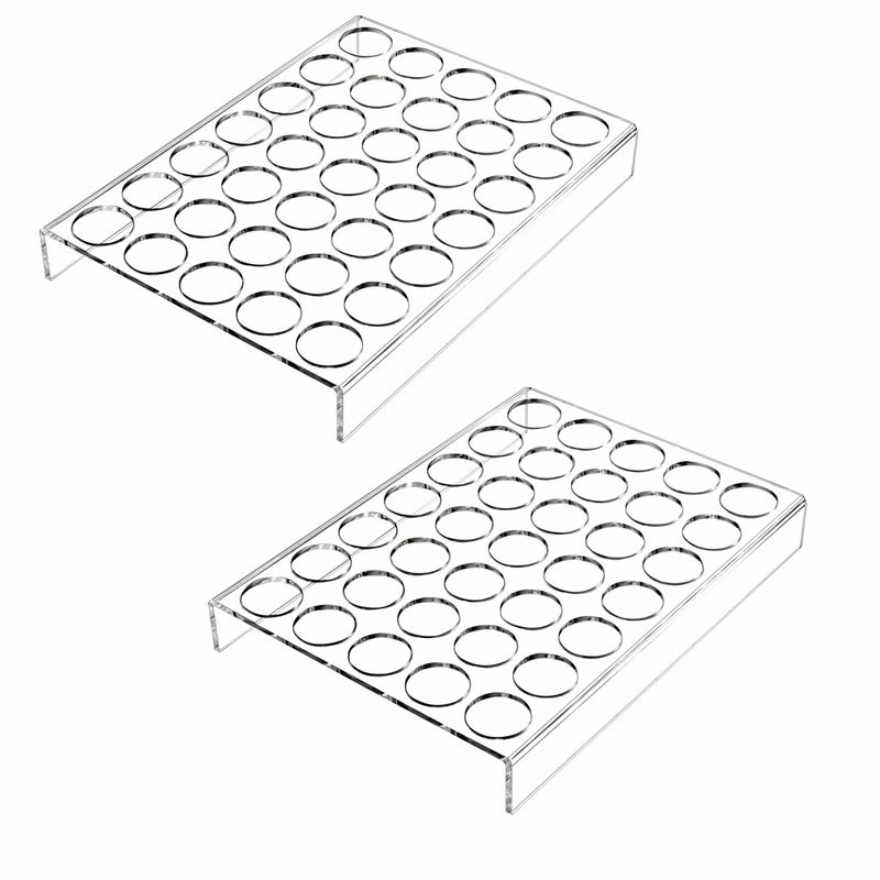 IEEK 2 Pack of 35 Slots Flat Countertop Coffee Pod Holder K Cup Organizer Tray Clear Acrylic Coffee Pod Organizer for Office and Kitchen Counter or Drawer Compatible With KCup Pods