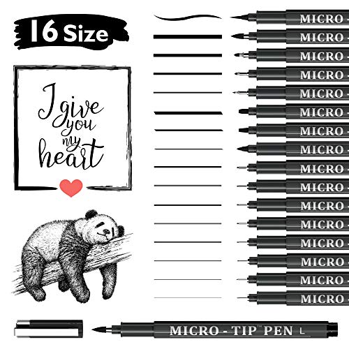 Vanstek 16 Pack Hand Lettering Pens, Calligraphy Pens Markers, Black Ink for Beginners Writing, Lettering, Journaling, Art Drawing, Signature, Illustrations and Office School Supplies - Image 1