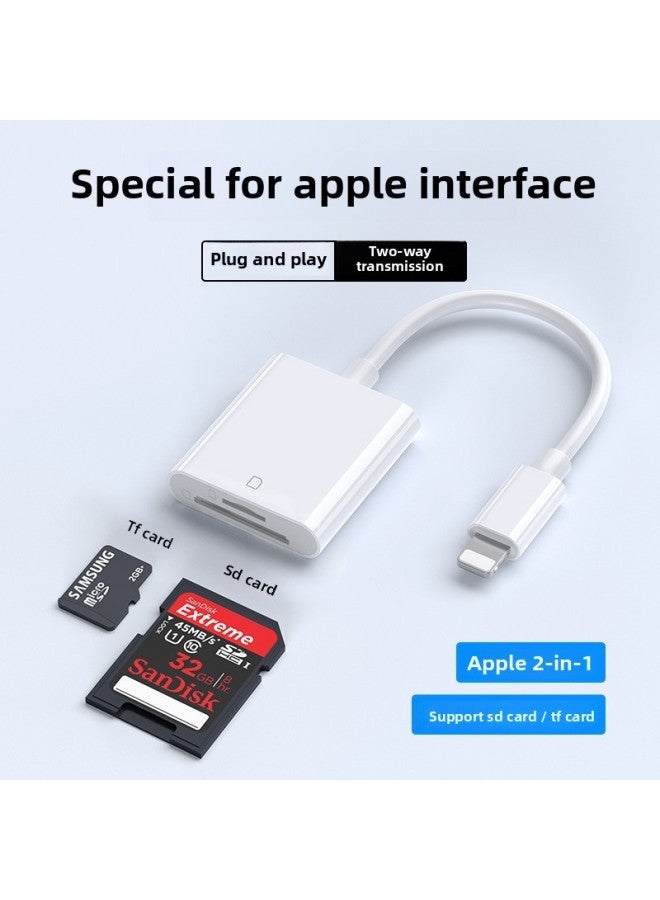 Suitable For Apple Mobile Phone Card Reader All-In-One Camera Sd Card Tf Card Memory Card Converter Multi-Function Adapter-Color:Apple To Sd+tf Dual-port Card Reader