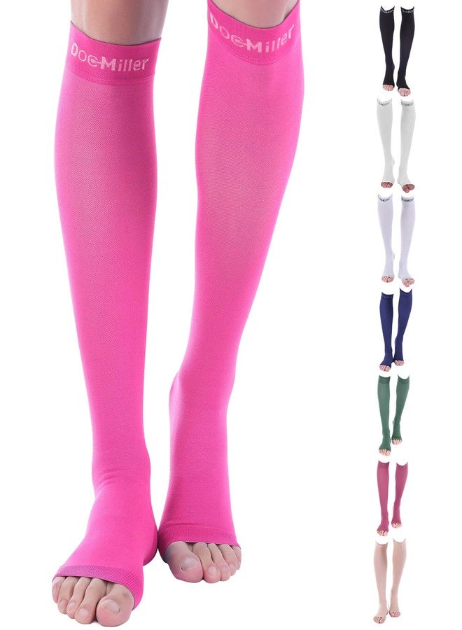 Doc Miller Open Toe Compression Socks for Men and Women, 15-20 mmHg, Calf Support Sleeves, Recovery Stockings, Wide Calf, Toeless Design, 1 Pair - Image 1