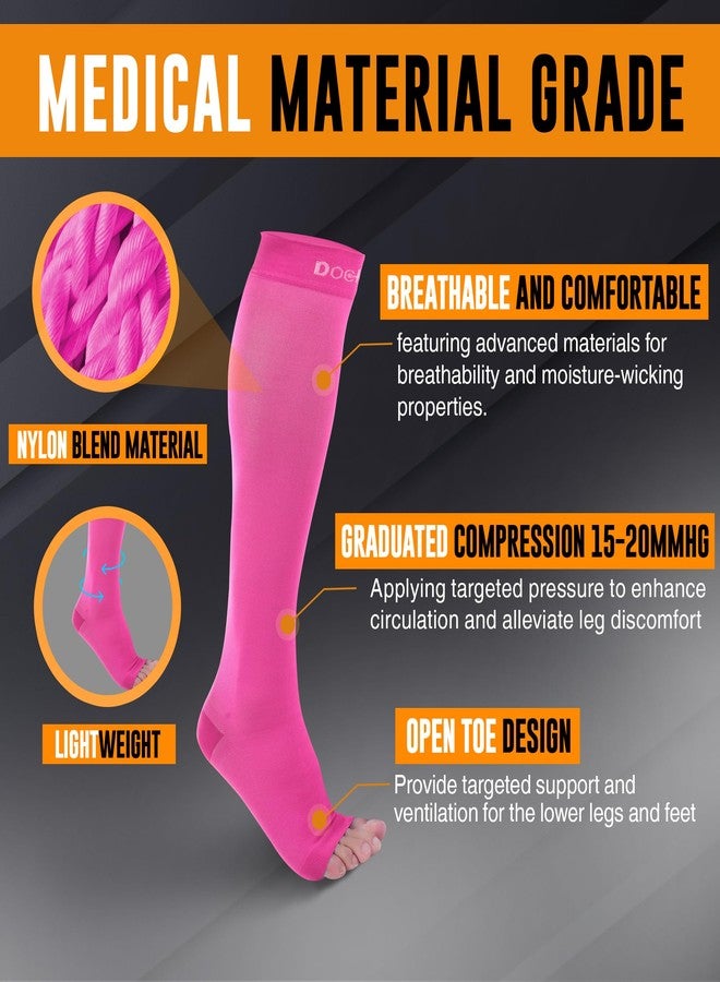 Doc Miller Open Toe Compression Socks for Men and Women, 15-20 mmHg, Calf Support Sleeves, Recovery Stockings, Wide Calf, Toeless Design, 1 Pair - Image 4