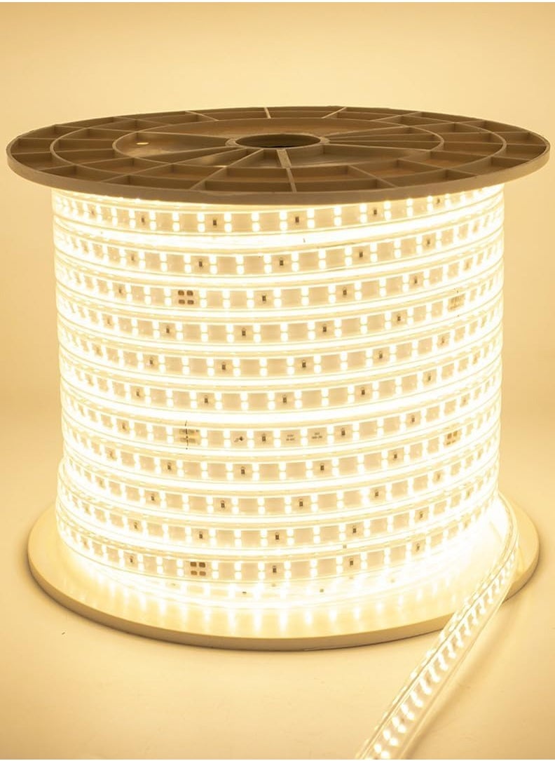 TEC Light - بكرة شريط ليد ويرلس نحاس مستورد 100متر صف مزدوج , 120ليد/متر , 11وات/متر ,قابل للقطع كل 1متر , وزن 10كغ لومن عالي وإضاءة قوية مع وصلة تشغيل 11مم 4أمبير بضمان خمس سنوات من تيك لايت. - Image 1