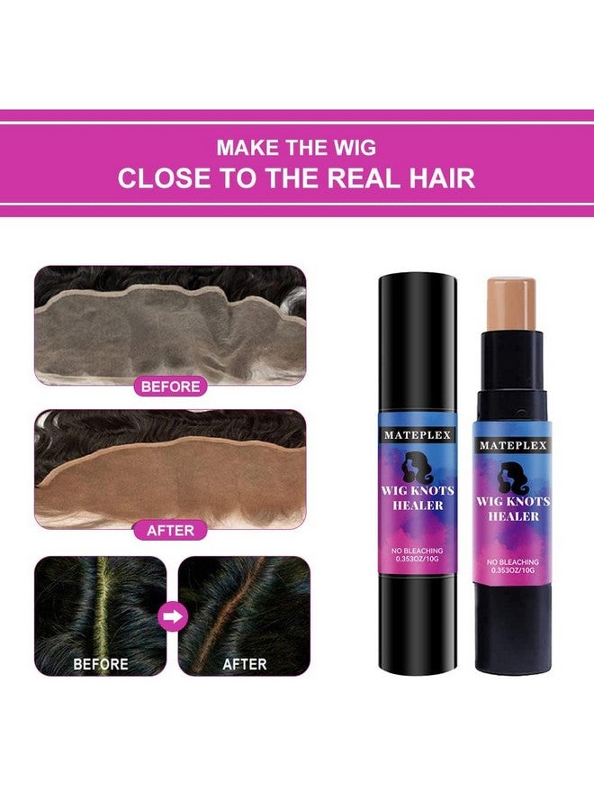 MATEPLEX Wig Knot Concealer For Lace Wigs Tint Dyeing Stickwig Knots Healer With Brush Portable Doublehead Color Stick No Bleaching For Frontal Part Hairline Lace Wigs (03) - Image 4