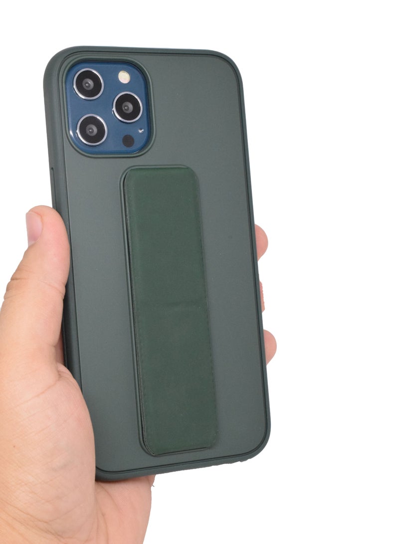 BORTONY iPhone 12 Pro Max Case Silicone Camera Protected Shockproof With Finger Grip Stand Cover - Image 1